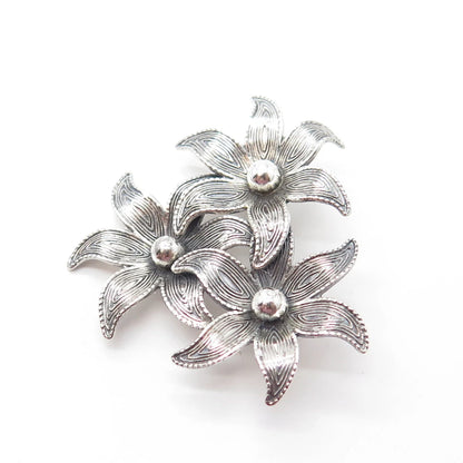 925 Sterling Silver Antique Art Deco Beau Flower Blossom Pin Brooch
