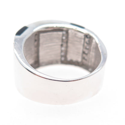 925 Sterling Silver Real Abalone Shell MOP & C Z Ring Size 9.5