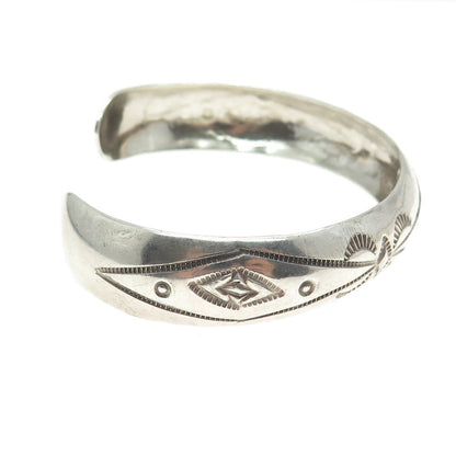 TRACY 925 Sterling Silver Vintage Southwestern Engraved Cuff Bracelet 6.5"