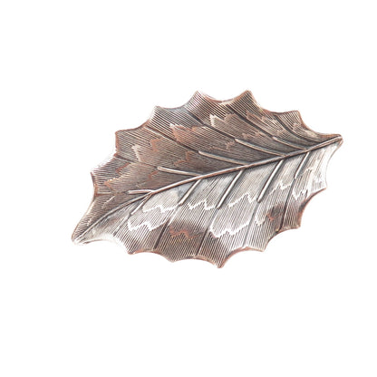 Beau 925 Sterling Silver Antique Art Deco Floral Leaf Oxidized Pin Brooch