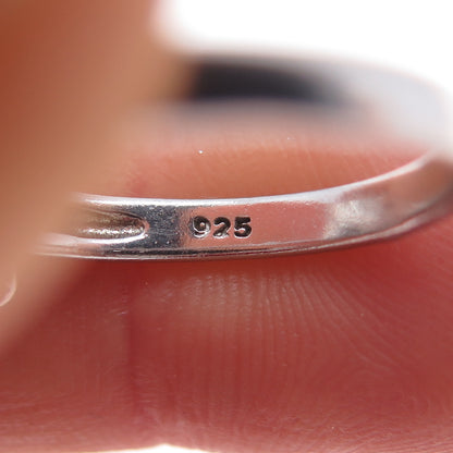 925 Sterling Silver Vintage Lab-Created Sapphire & C Z Ring Size 7