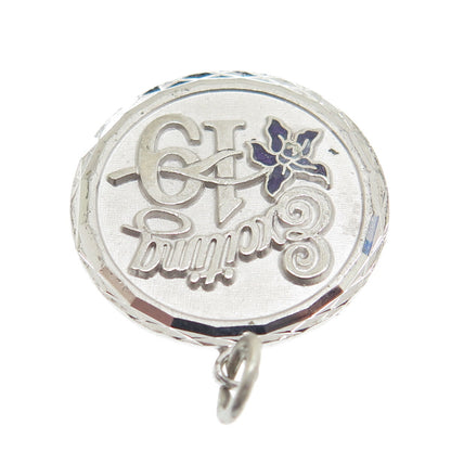 GRIFFITH & SONS CO. 925 Sterling Silver Vintage Enamel "Exciting 19" Pendant