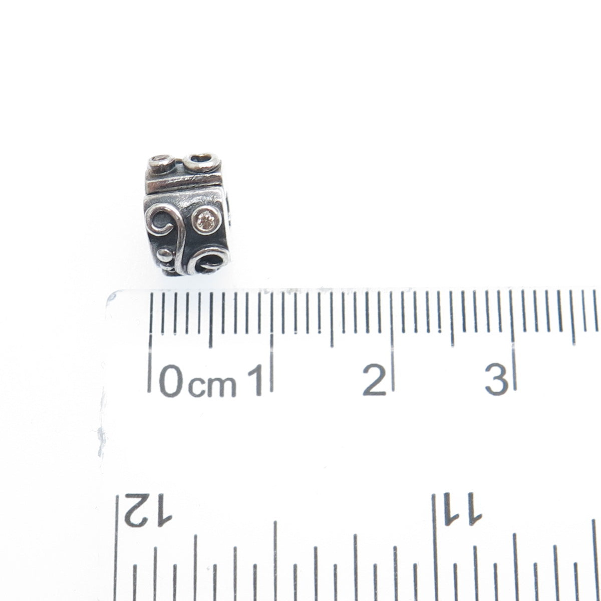 PANDORA 925 Sterling Silver Champagne C Z Tendril Clip Bead Charm