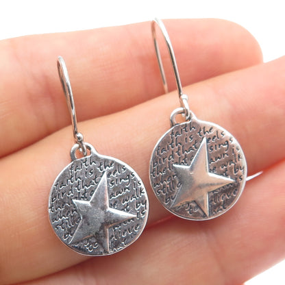 KEVIN & ANNA 950 Silver Vintage Faith Star Dangle Earrings