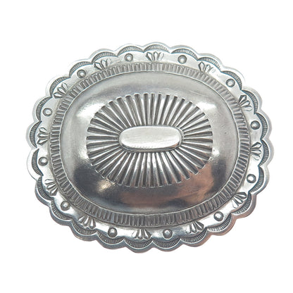 Old Pawn 925 Sterling Silver Vintage Southwestern Concho Oxidized Tribal Brooch