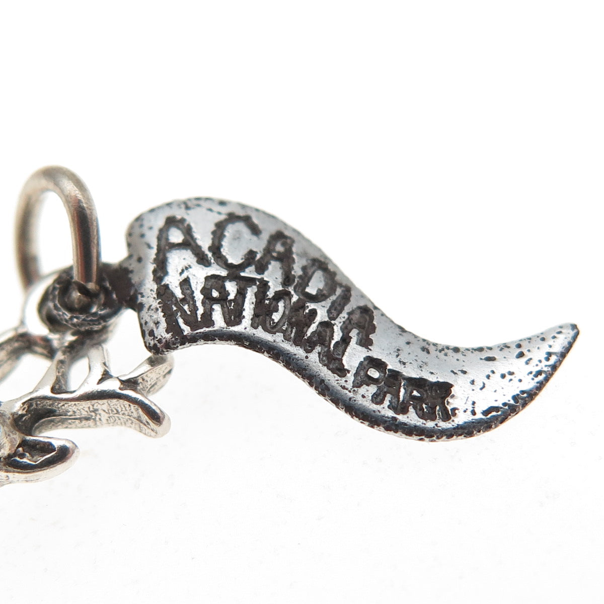 925 Sterling Silver Vintage Acadia National Park Deer Oxidized Charm Pendant