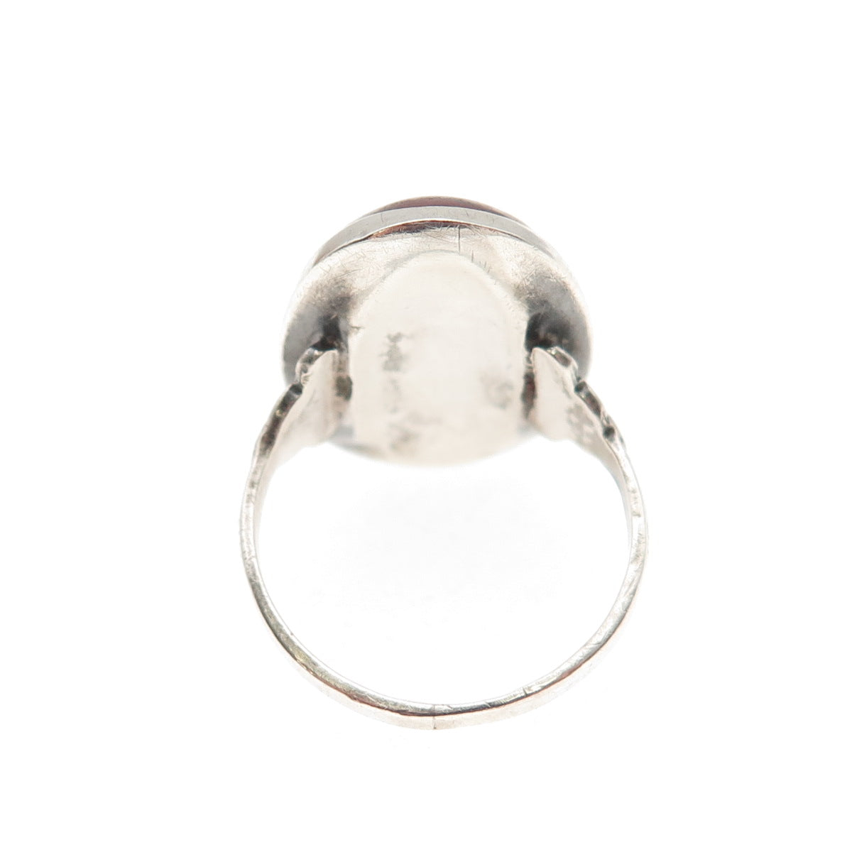 925 Sterling Silver Antique Art Deco Real Cabochon Red Agate Ring Size 6