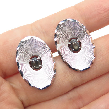 ANSON 925 Sterling Silver Antique Art Deco Real Black Sapphire Cufflinks