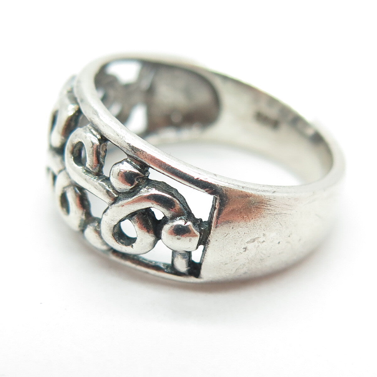 925 Sterling Silver Vintage Swirl Oxidized Ring Size 7