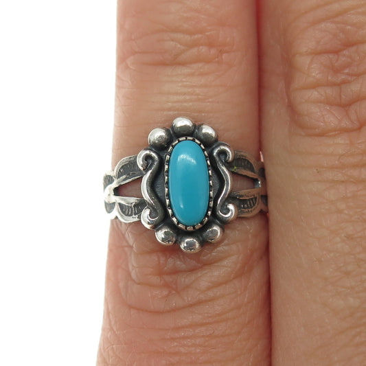 BELL TRADING POST Old Pawn Sterling Silver Southwestern Turquoise Ring Size 3