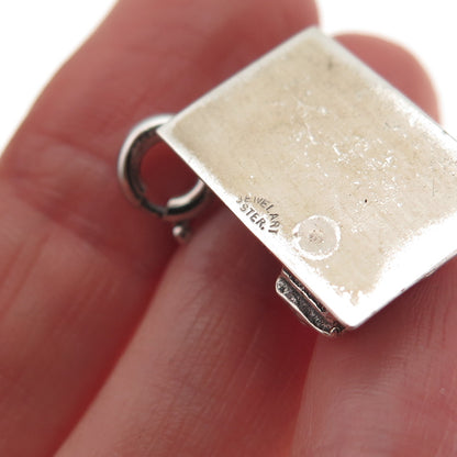 JewelArt 925 Sterling Silver Vintage Cabin Spring Ring 3D Charm Pendant