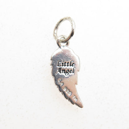 925 Sterling Silver "Little Angel" Wing Charm Pendant