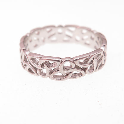 Solvar 925 Sterling Silver Vintage Ireland Celtic Trinity Knot Ring Size 7.25