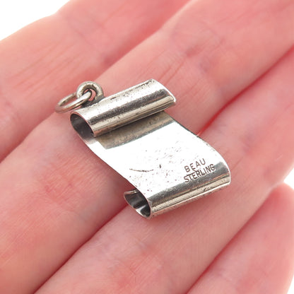 Beau 925 Sterling Silver Vintage Diploma Oxidized Charm Pendant