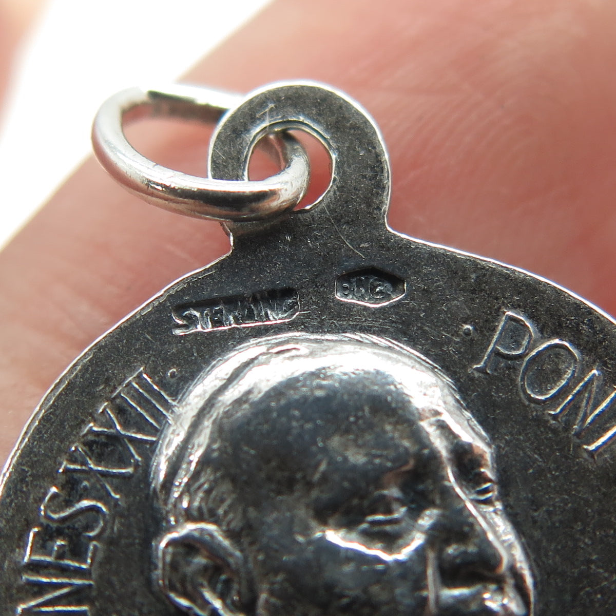 925 Sterling Silver Vintage Pope Joannes XXIII Pontifex Max. Religious Pendant