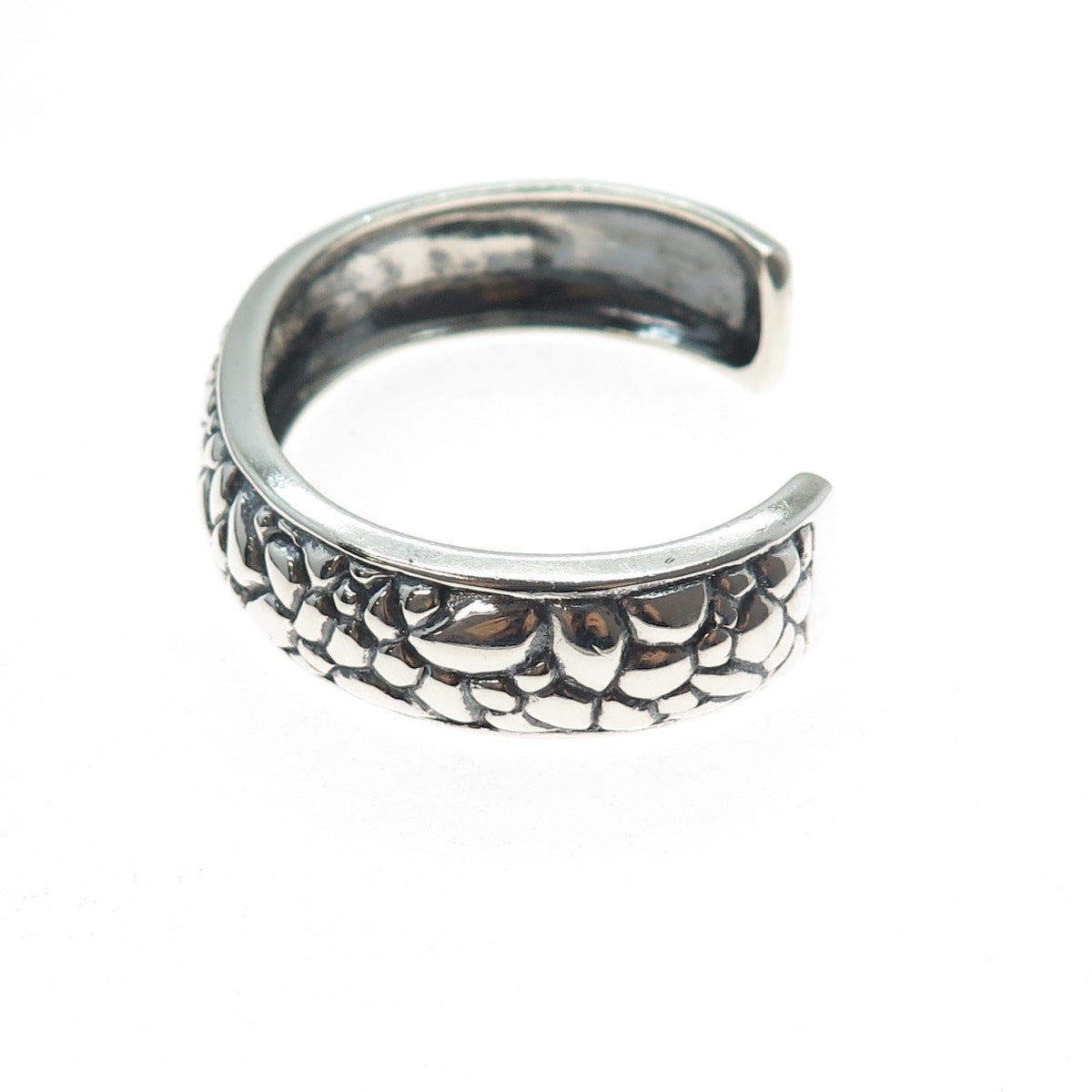 925 Sterling Silver Vintage Modernist Nugget Oxidized Adjustable Bracelet 6"