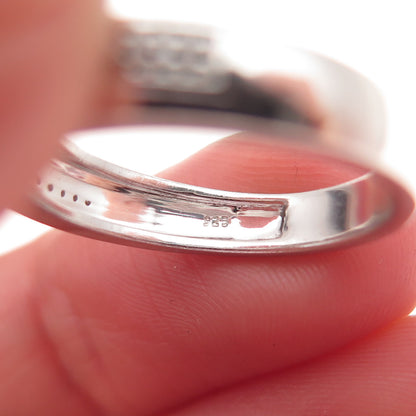 925 Sterling Silver Round-Cut C Z Half Eternity Ring Size 6.75