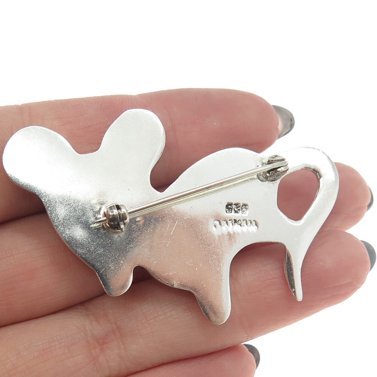 925 Sterling Silver Vintage Mexico Modernist Mouse Pin Brooch