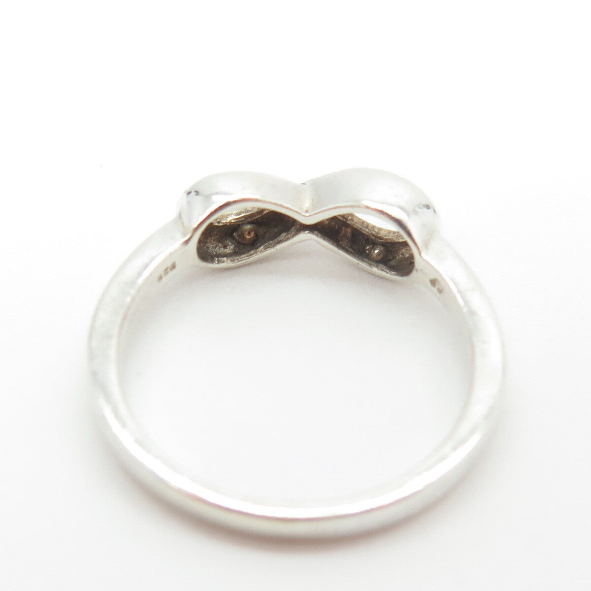 925 Sterling Silver Vintage "You & Me" Infinity Ring Size 7