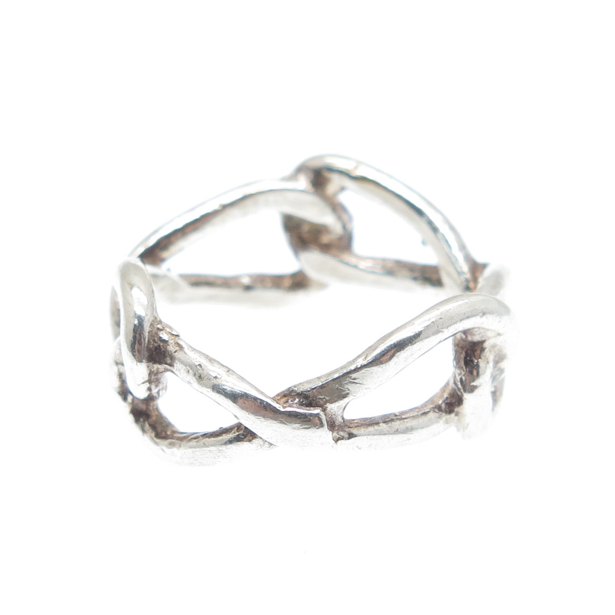 925 Sterling Silver Vintage Knot Modernist Band Ring Size 7