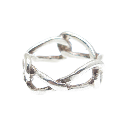 925 Sterling Silver Vintage Knot Modernist Band Ring Size 7
