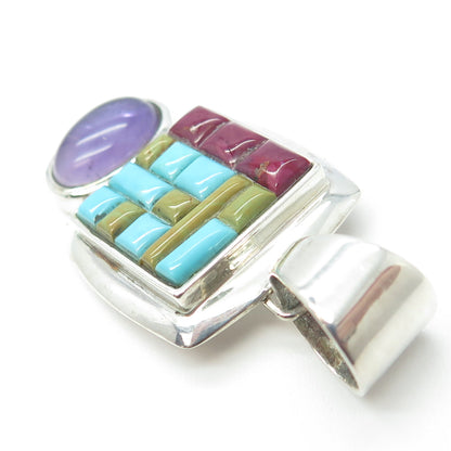 JAY KING DESERT ROSE Sterling Silver Vintage Turquoise Amethyst Jasper Pendant