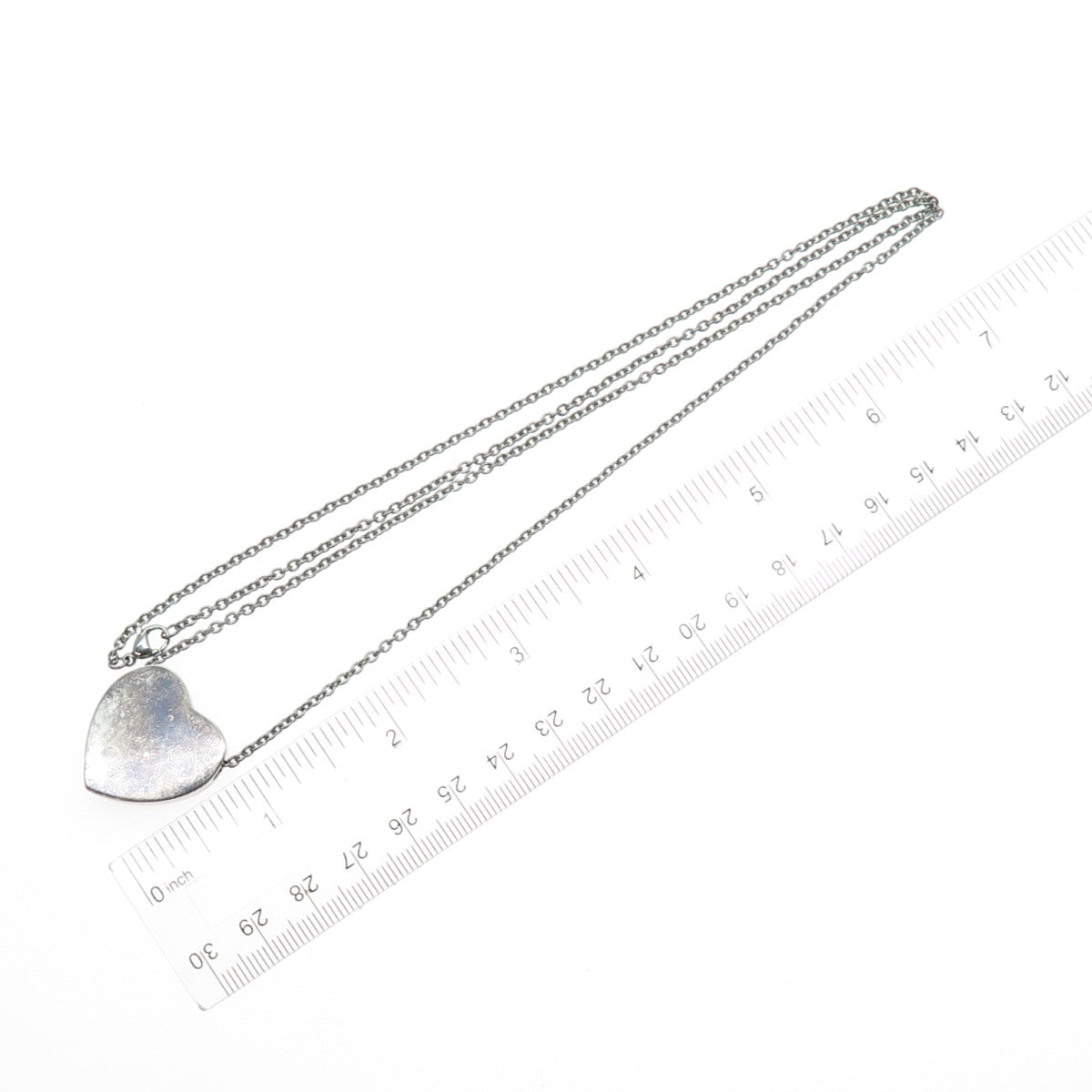 925 Sterling Silver Vintage Heart Cremation Urn Oxidized Chain Necklace 28"