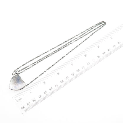 925 Sterling Silver Vintage Heart Cremation Urn Oxidized Chain Necklace 28"