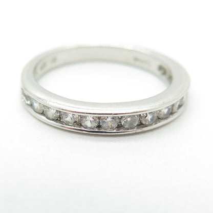 925 Sterling Silver Round-Cut C Z Half Eternity Band Ring Size 7