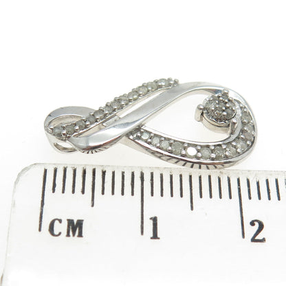 925 Sterling Silver Real Round-Cut Diamond Infinity Slide Pendant