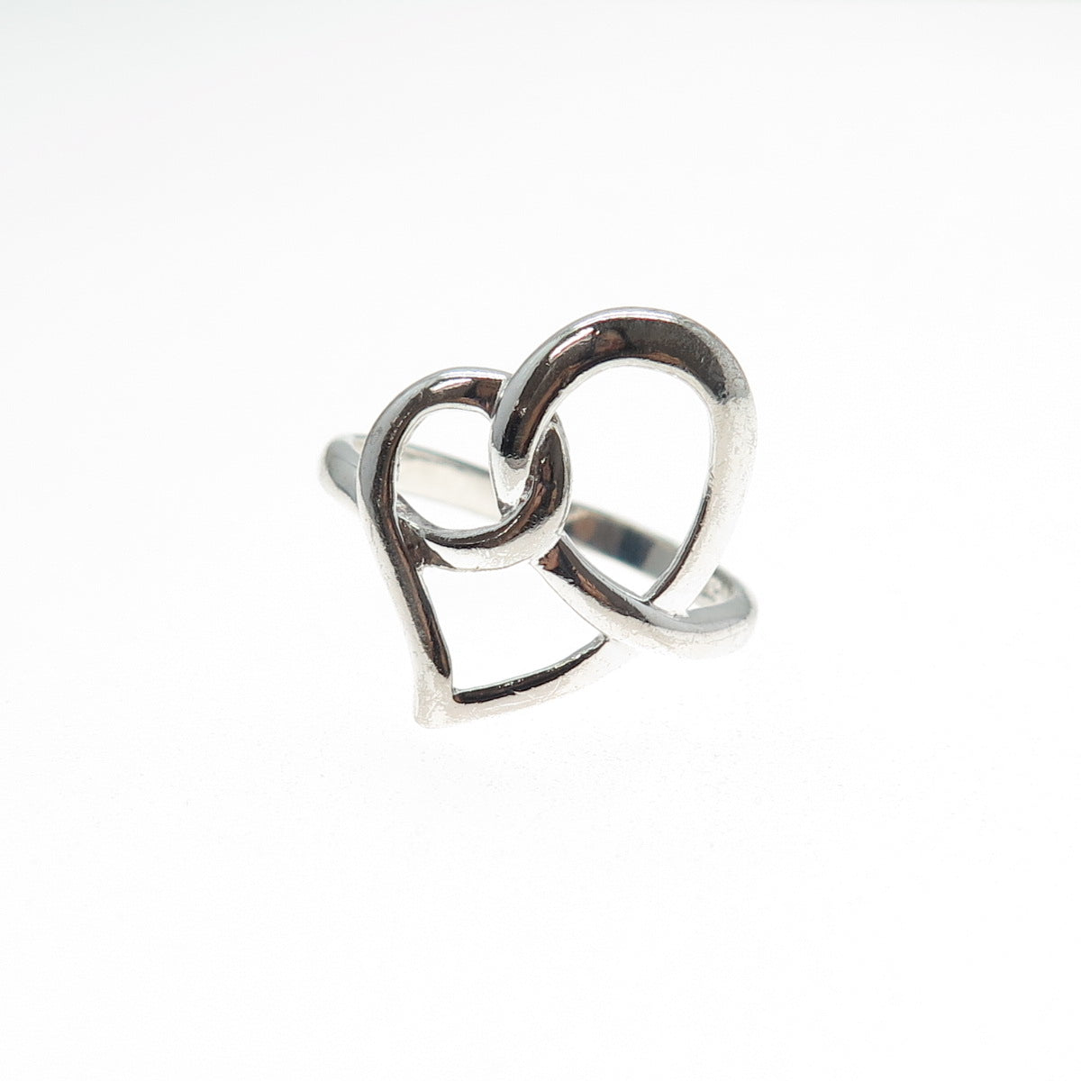 925 Sterling Silver Twisted Heart Ring Size 7.25