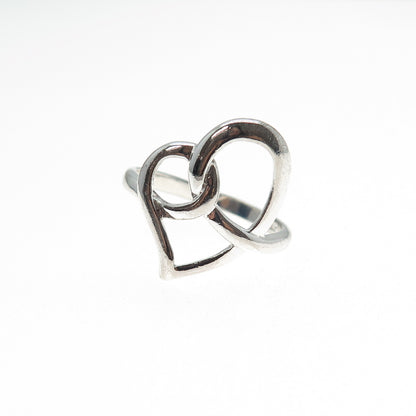 925 Sterling Silver Twisted Heart Ring Size 7.25