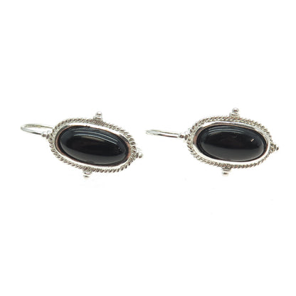 925 Sterling Silver Real Black Onyx Gemstone Earrings