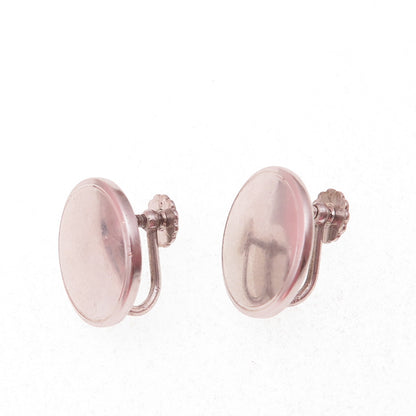 Wells 925 Sterling Silver Antique Art Deco Round Disc Screw Back Earrings