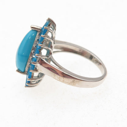 Chuck Clemency 925 Sterling Real Sleeping Beauty Turquoise & Apatite Ring Size 8