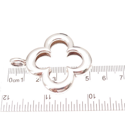 925 Sterling Silver Vintage 4-Leaf Floral Heavy 25.6g Pendant