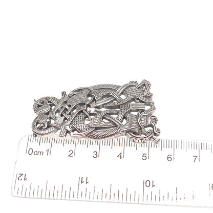 Lars Harsheim 925S Sterling Vintage Norway Viking Dragon Pin Brooch / Pendant