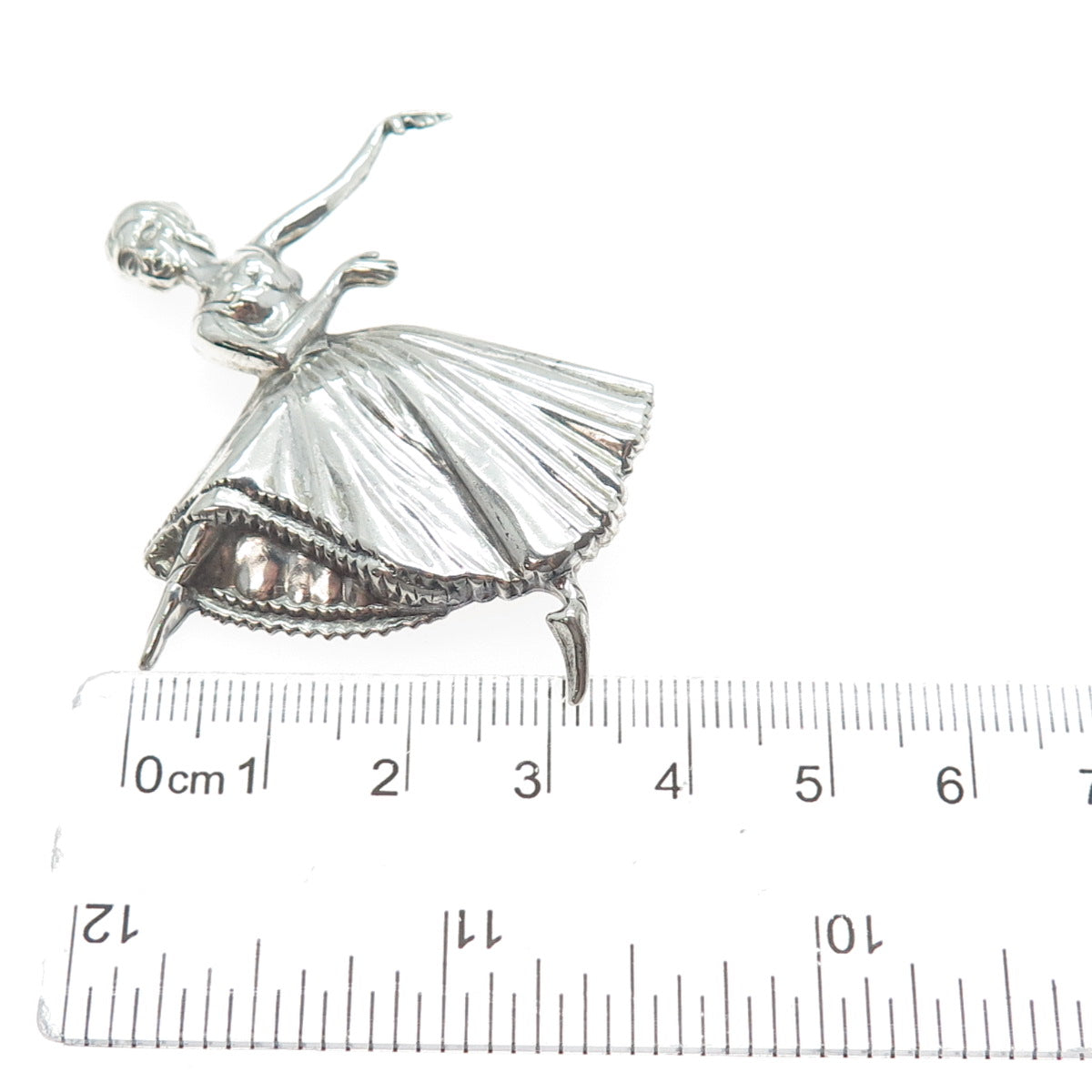 LANG 925 Sterling Silver Antique Art Deco Ballerina Repousse Oxidized Pin Brooch