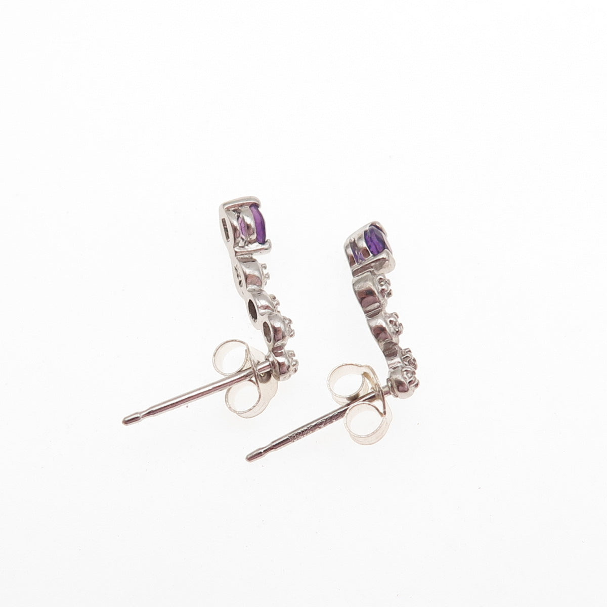 Ross Simons 925 Sterling Silver Real Amethyst Drop Earrings