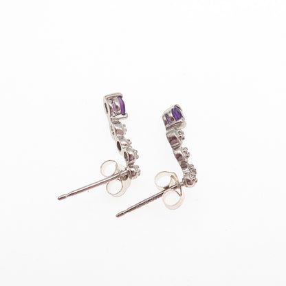 Ross Simons 925 Sterling Silver Real Amethyst Drop Earrings