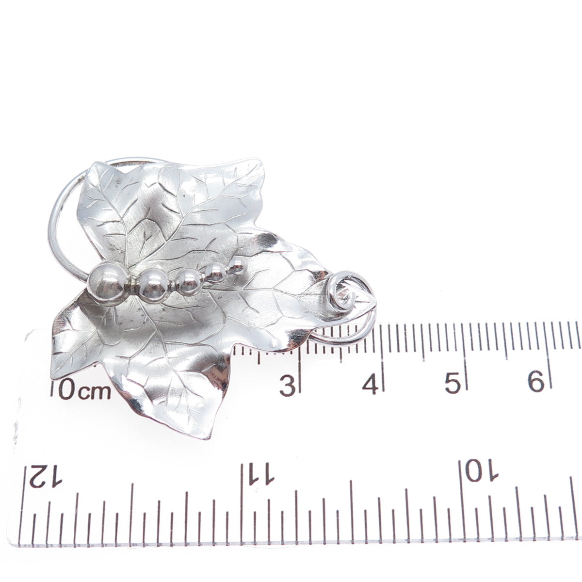 CARL ART 925 Sterling Silver Vintage Grape Leaf Modernist Pin Brooch / Pendant