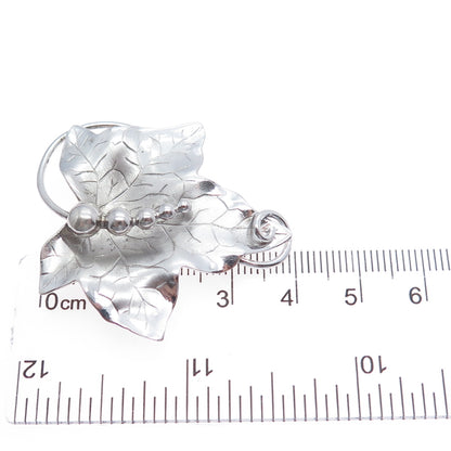 CARL ART 925 Sterling Silver Vintage Grape Leaf Modernist Pin Brooch / Pendant