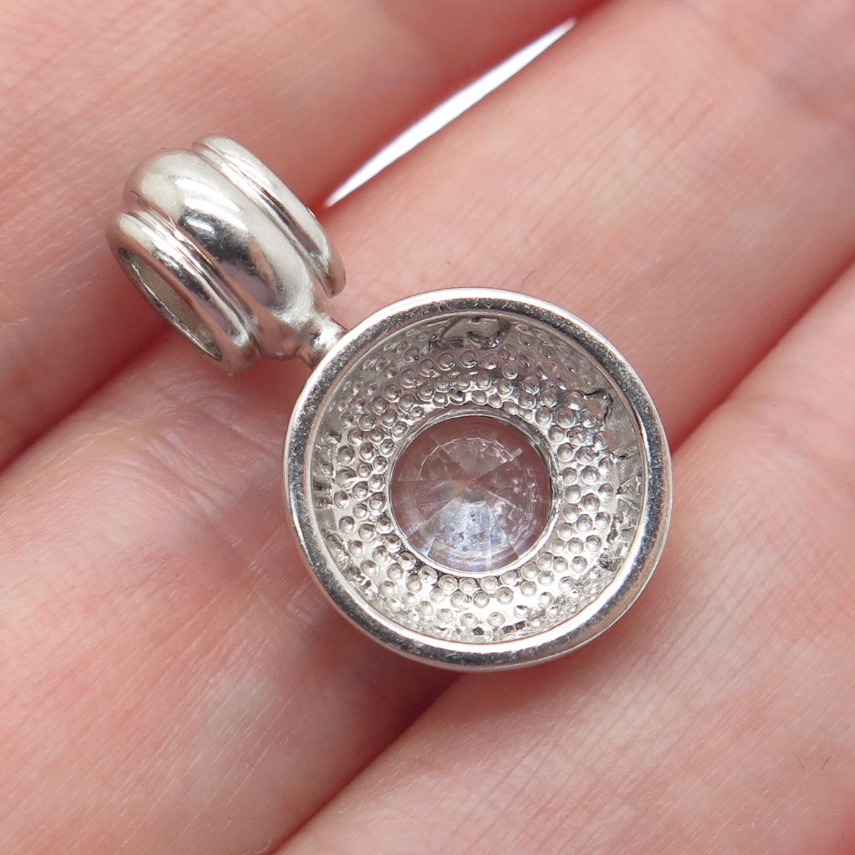 MILOR 925 Sterling Silver Italy Round-Cut Shaped C Z Minimalist Pendant