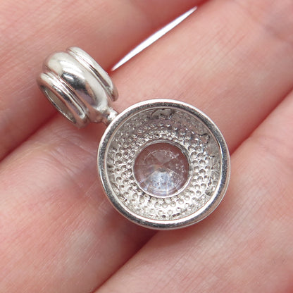 MILOR 925 Sterling Silver Italy Round-Cut Shaped C Z Minimalist Pendant