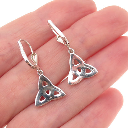 Solvar 925 Sterling Silver Vintage Celtic Trinity Knot Dangle Earrings
