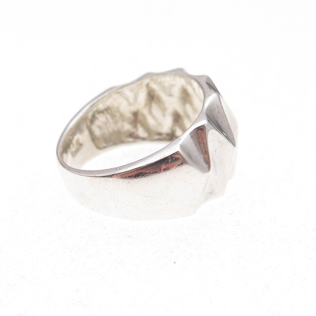 925 Sterling Silver Vintage Modernist Diamond-Shape Oxidized Ring Size 9