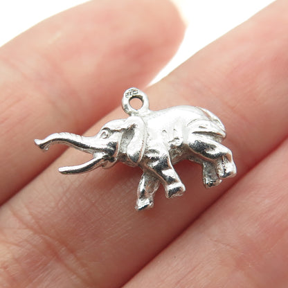 925 Sterling Silver Vintage Elephant Minimalist Charm Pendant