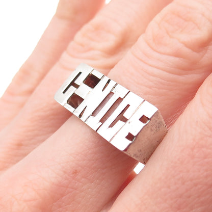 925 Sterling Silver Vintage Genice Name Ring Size 9.5