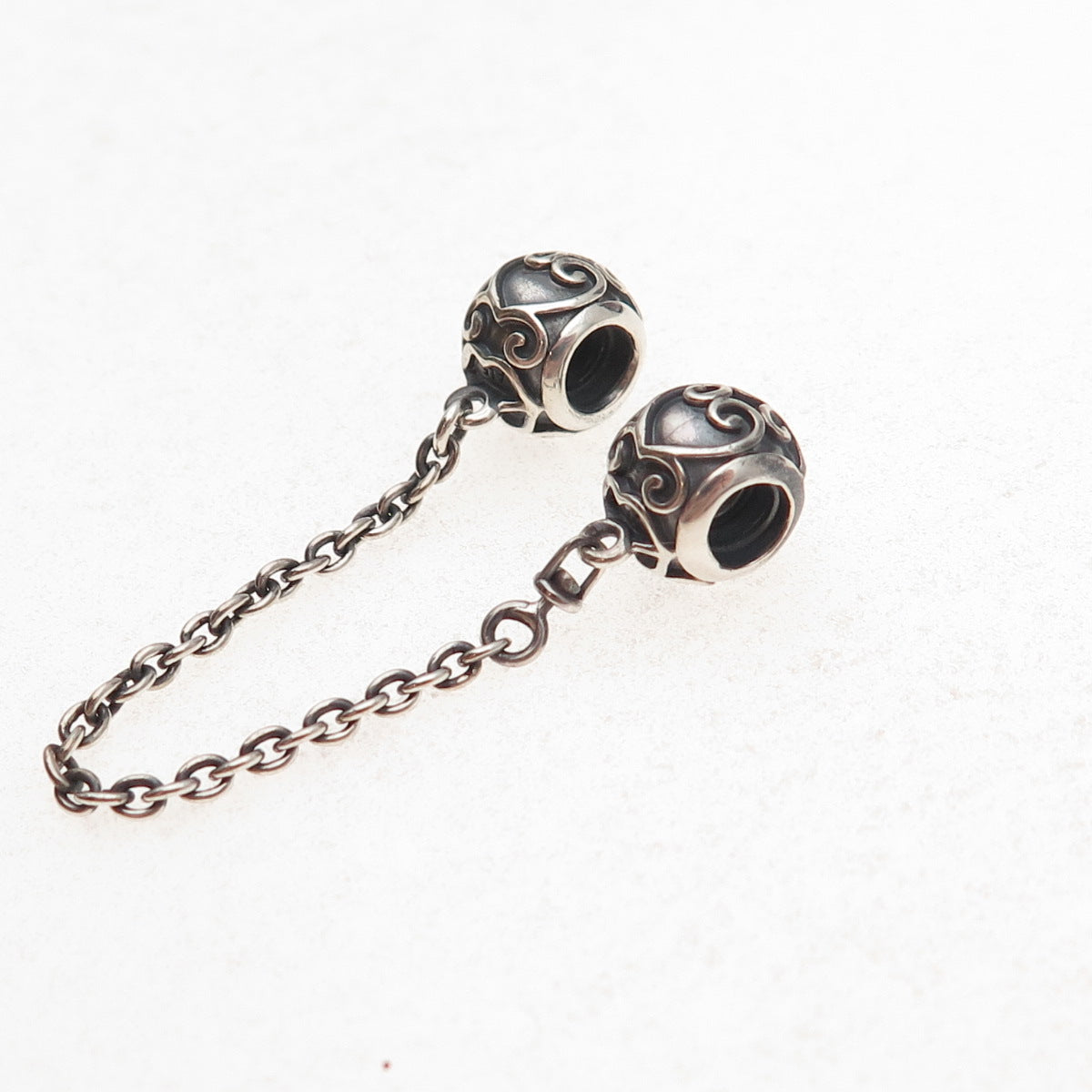 Pandora 925 Sterling Silver Enchanted Heart Safety Chain Slide Charm