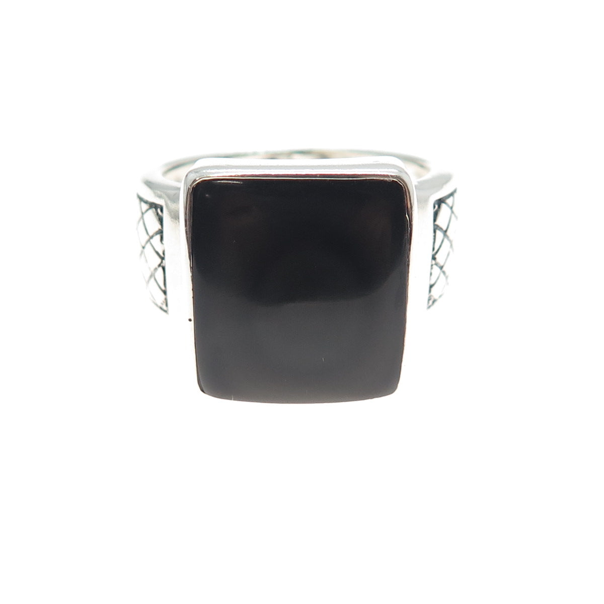 PHLD PlayHardLookDope 925 Sterling Silver Real Black Obsidian Ring Size 11.75